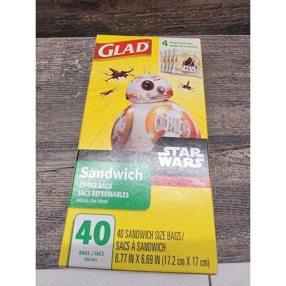 Glad Star Wars Food Storage Bags Snack Size Zipper Bags 40 Count New Sealed - Picture 2 of 4